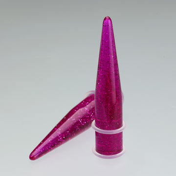 Detail View 1 of A Pair of Glitter UV Acrylic Taper-Purple